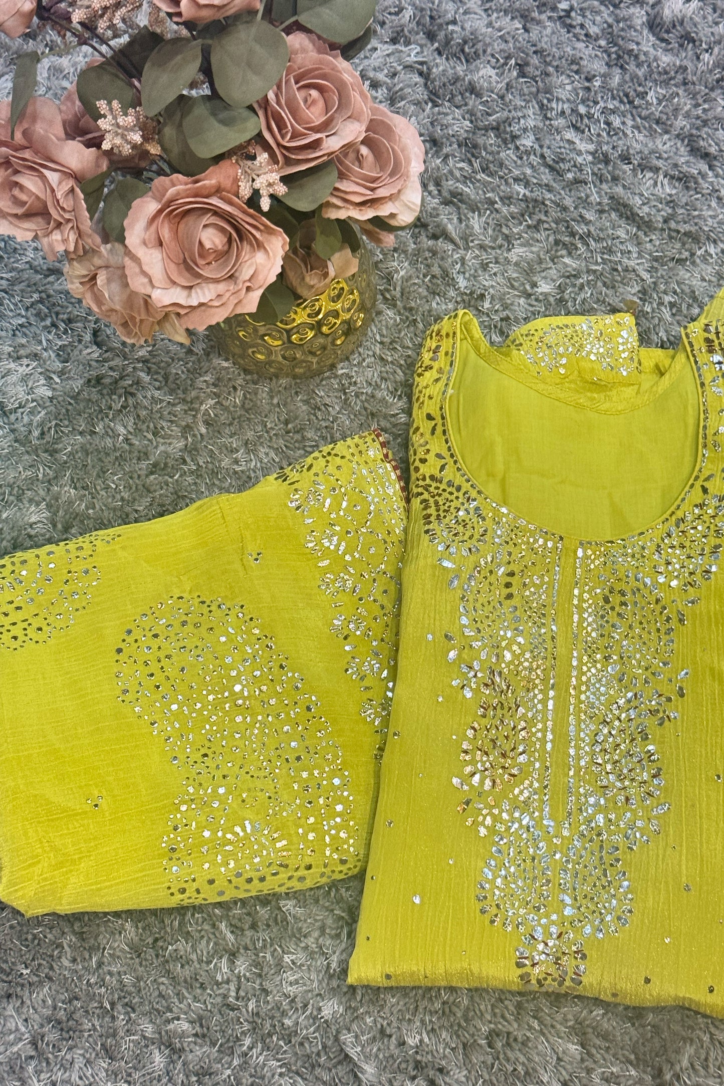 Pure Crushed Tissue Pitha Work Unstitched Suit Set