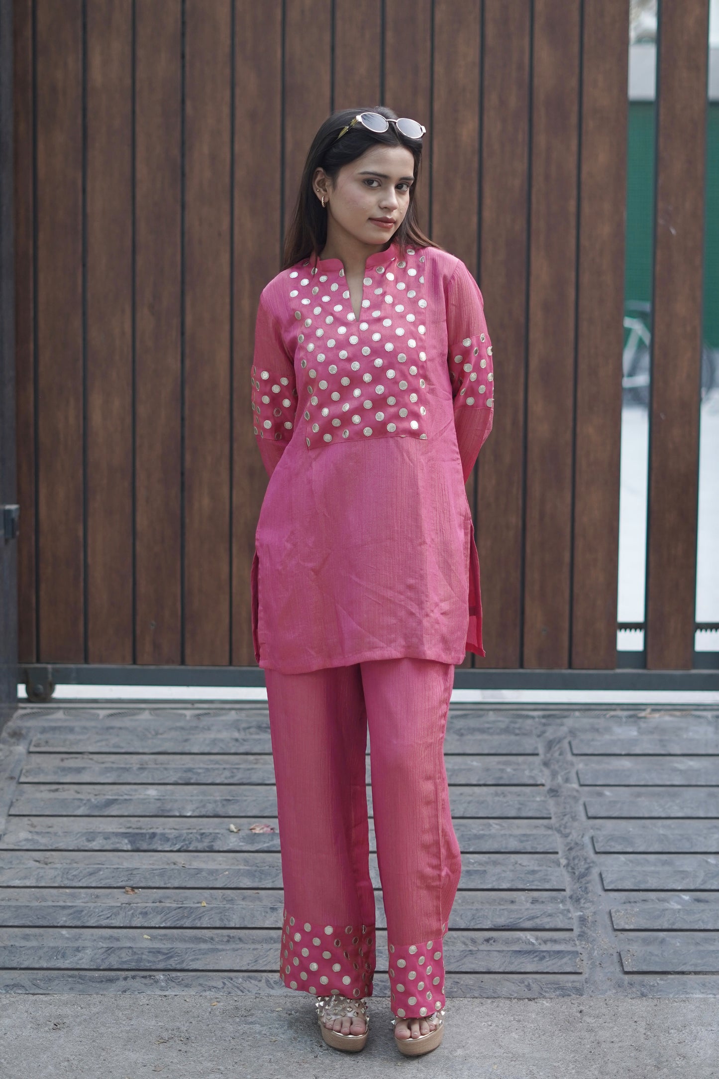 Pink Crushed Tissue Coord Set