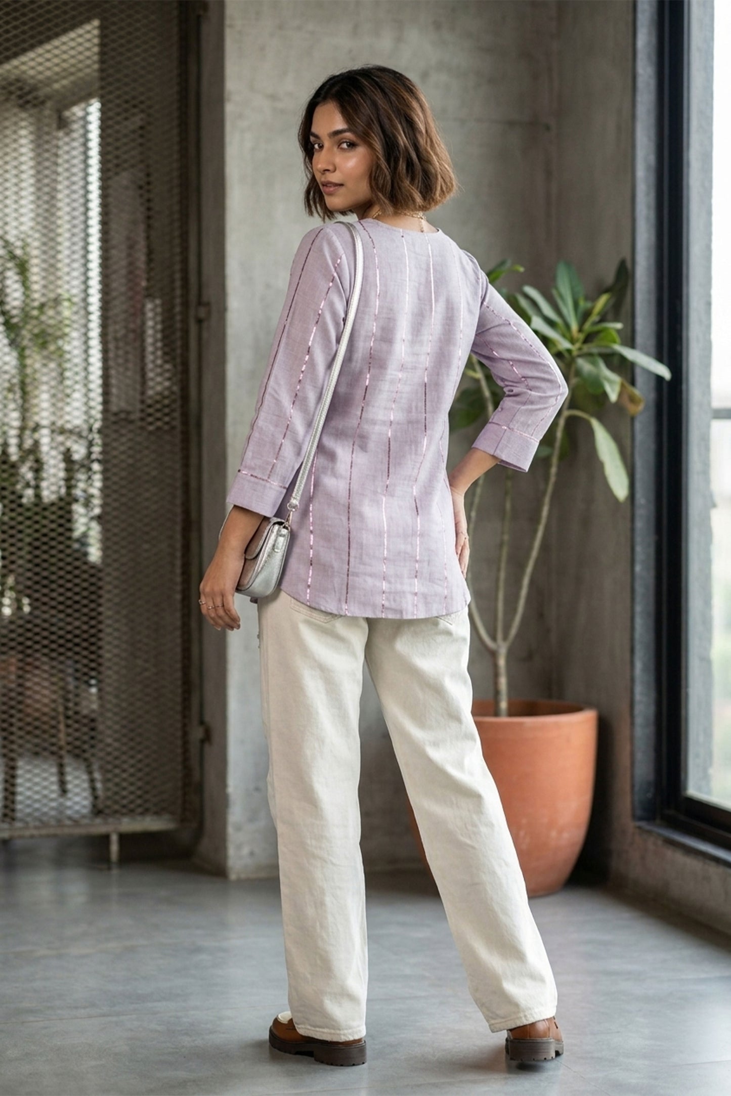 Lavender Linen Kurti