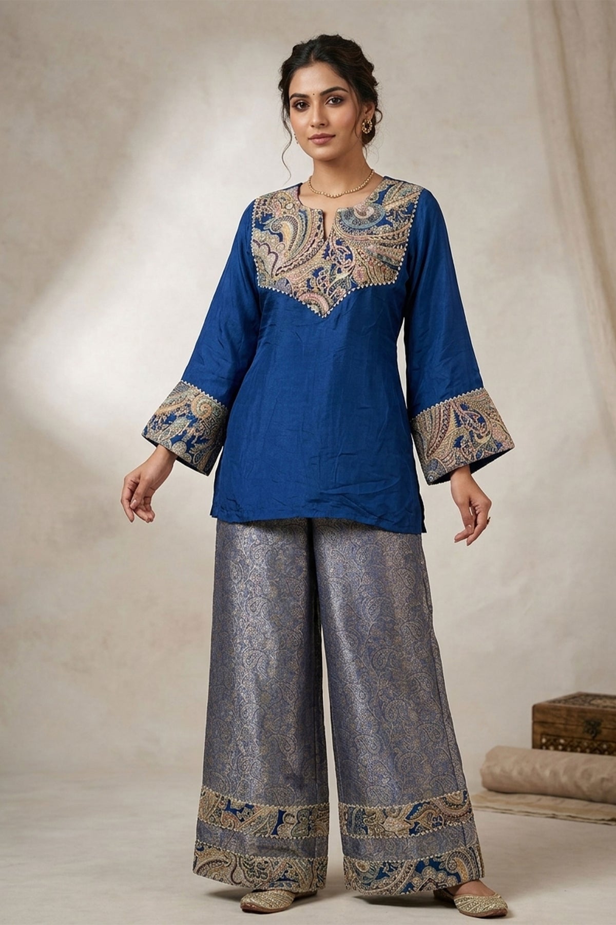 Royal Blue Crepe Co-Ord Set