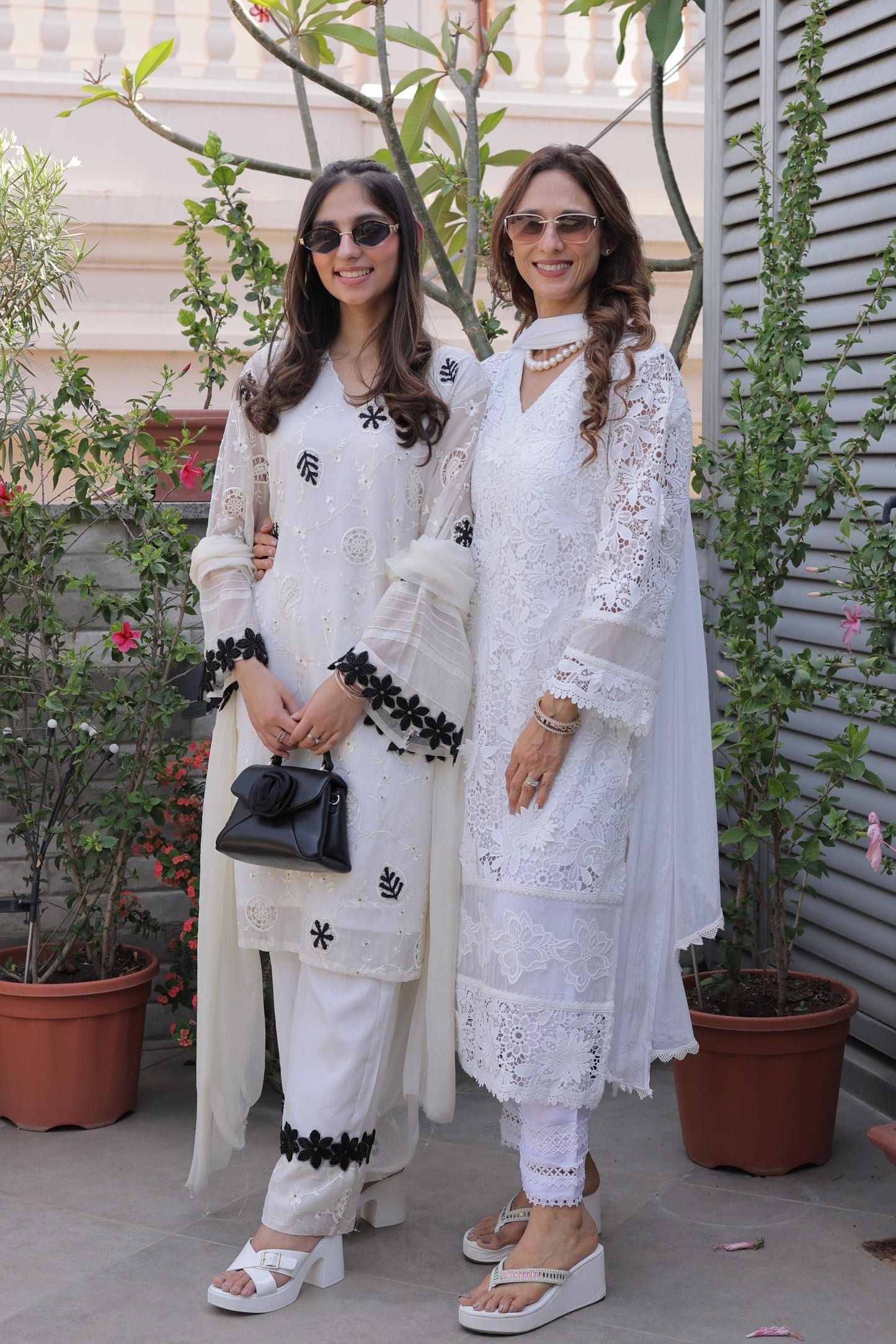 Monochrome Kashi Chanderi Suit Set with Beaded Applique
