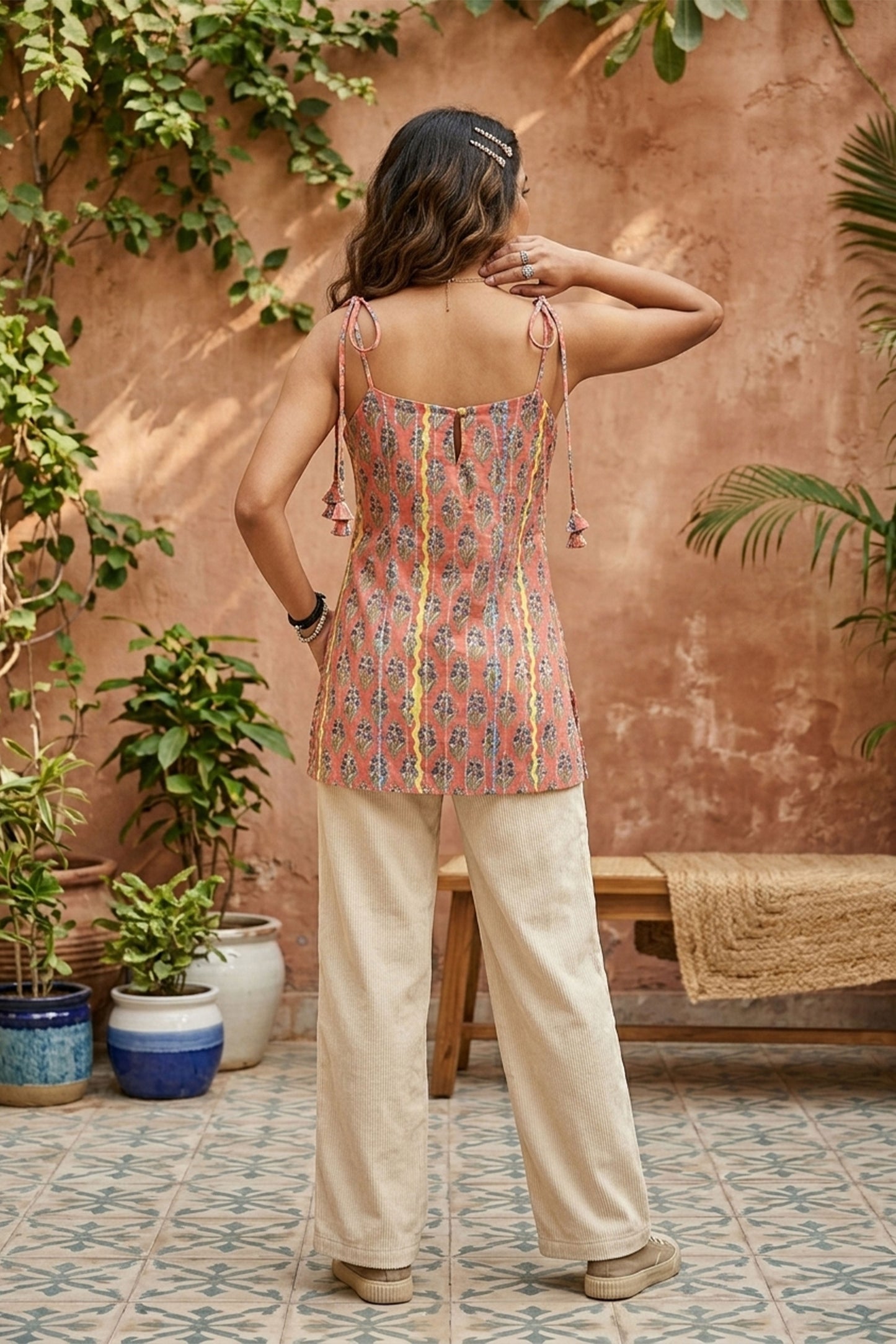 Peach Floral Printed Kurti