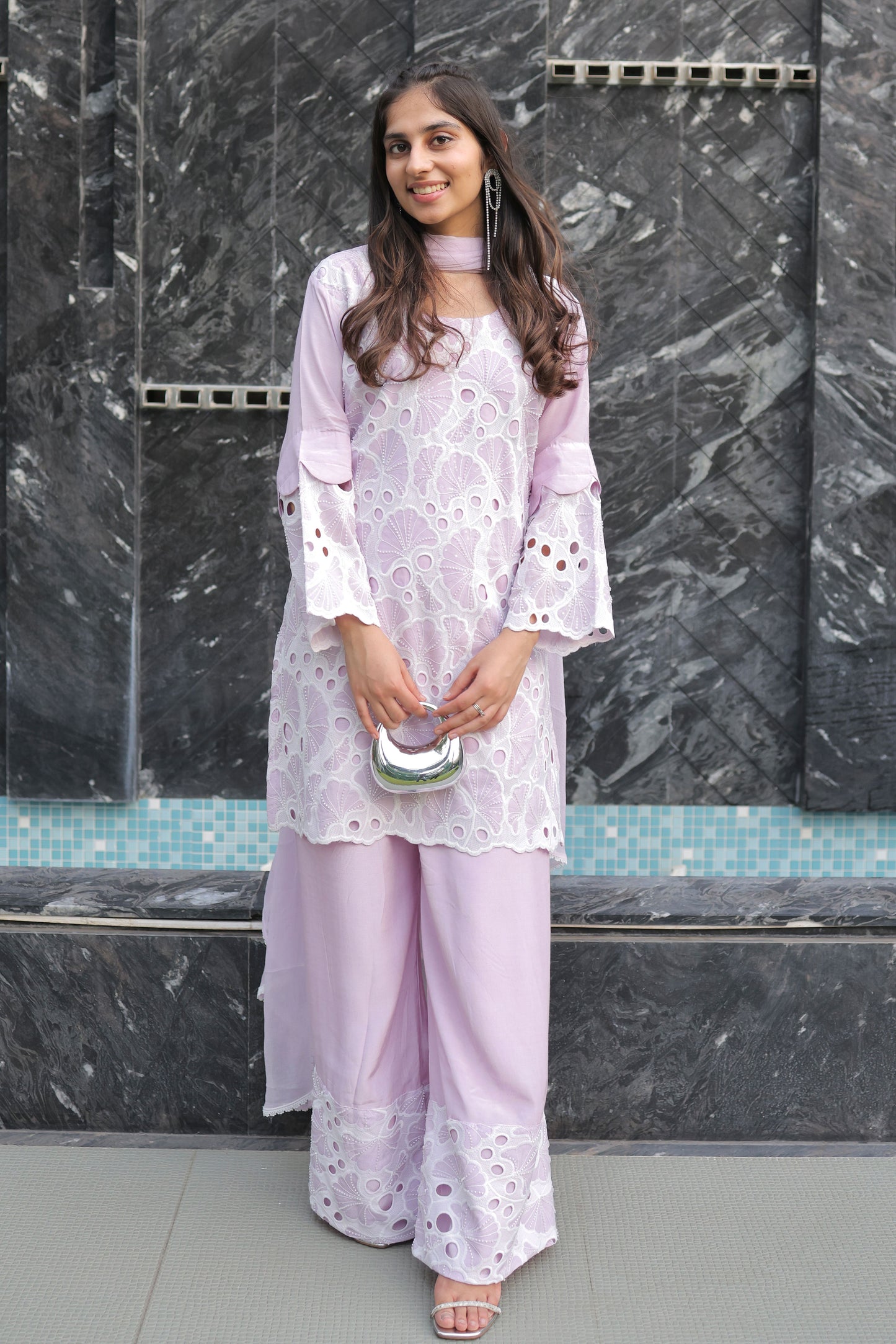 Lilac Cutwork Suit Set