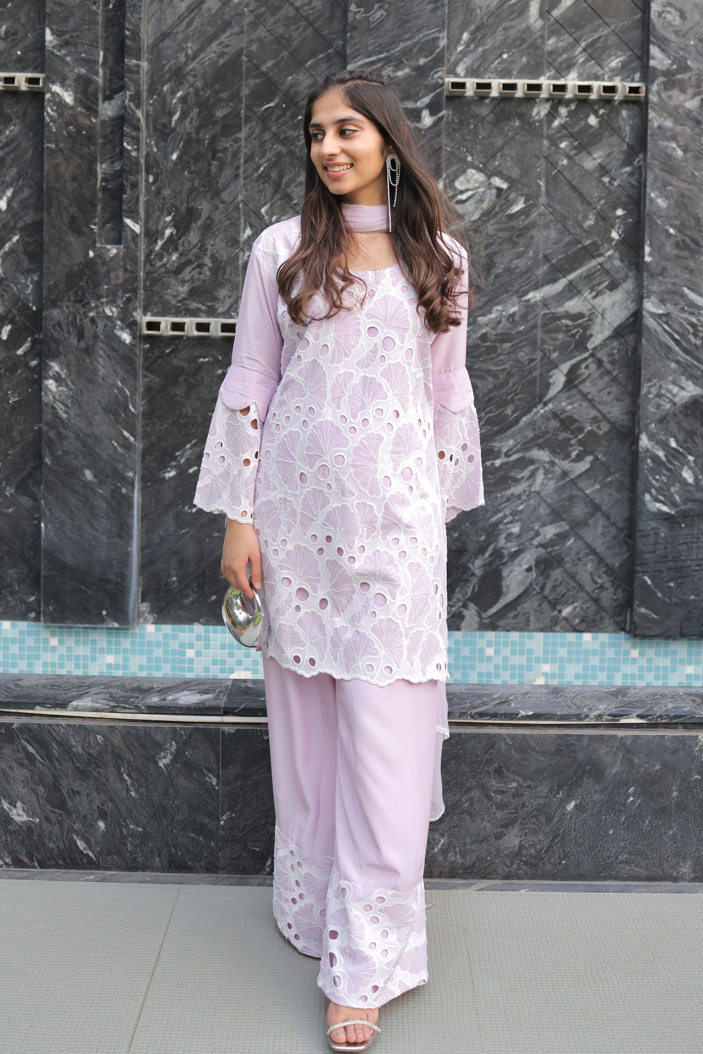 Lilac Cutwork Suit Set