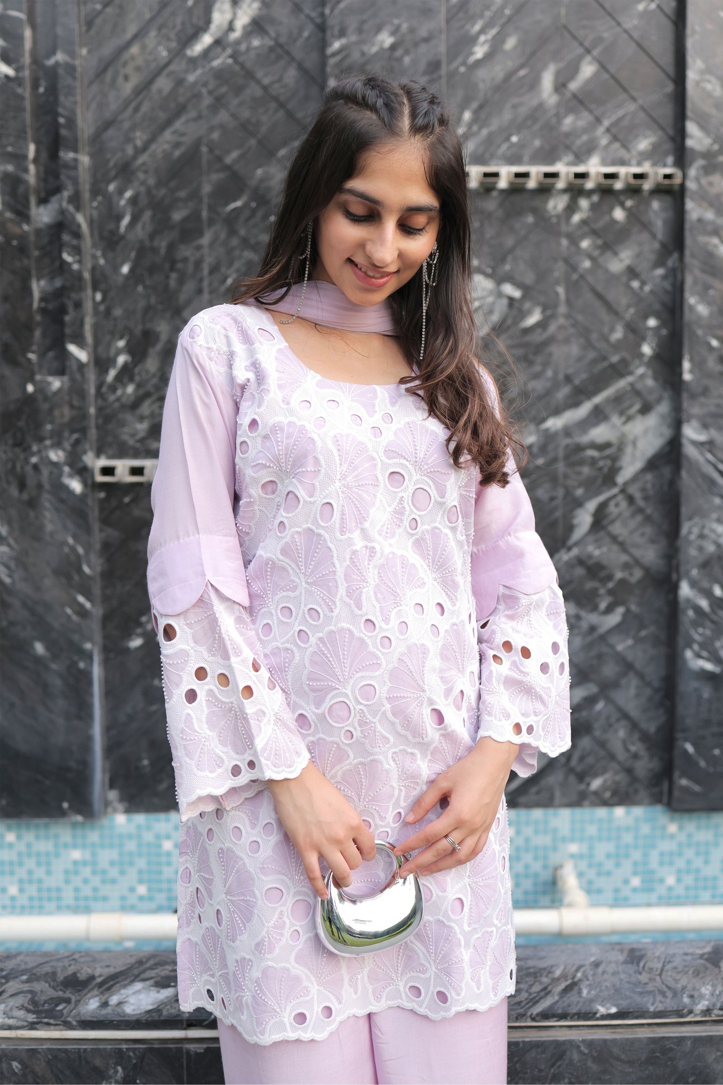 Lilac Cutwork Suit Set
