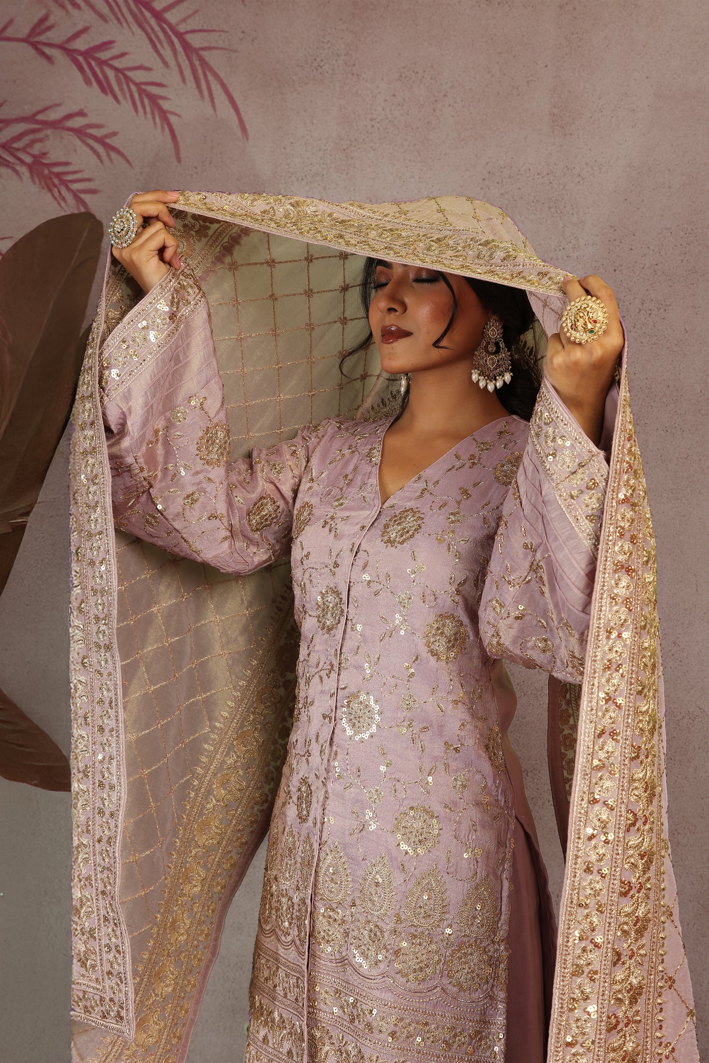 Zari Embroidered Allover and Four Side Border Tissue Dupatta