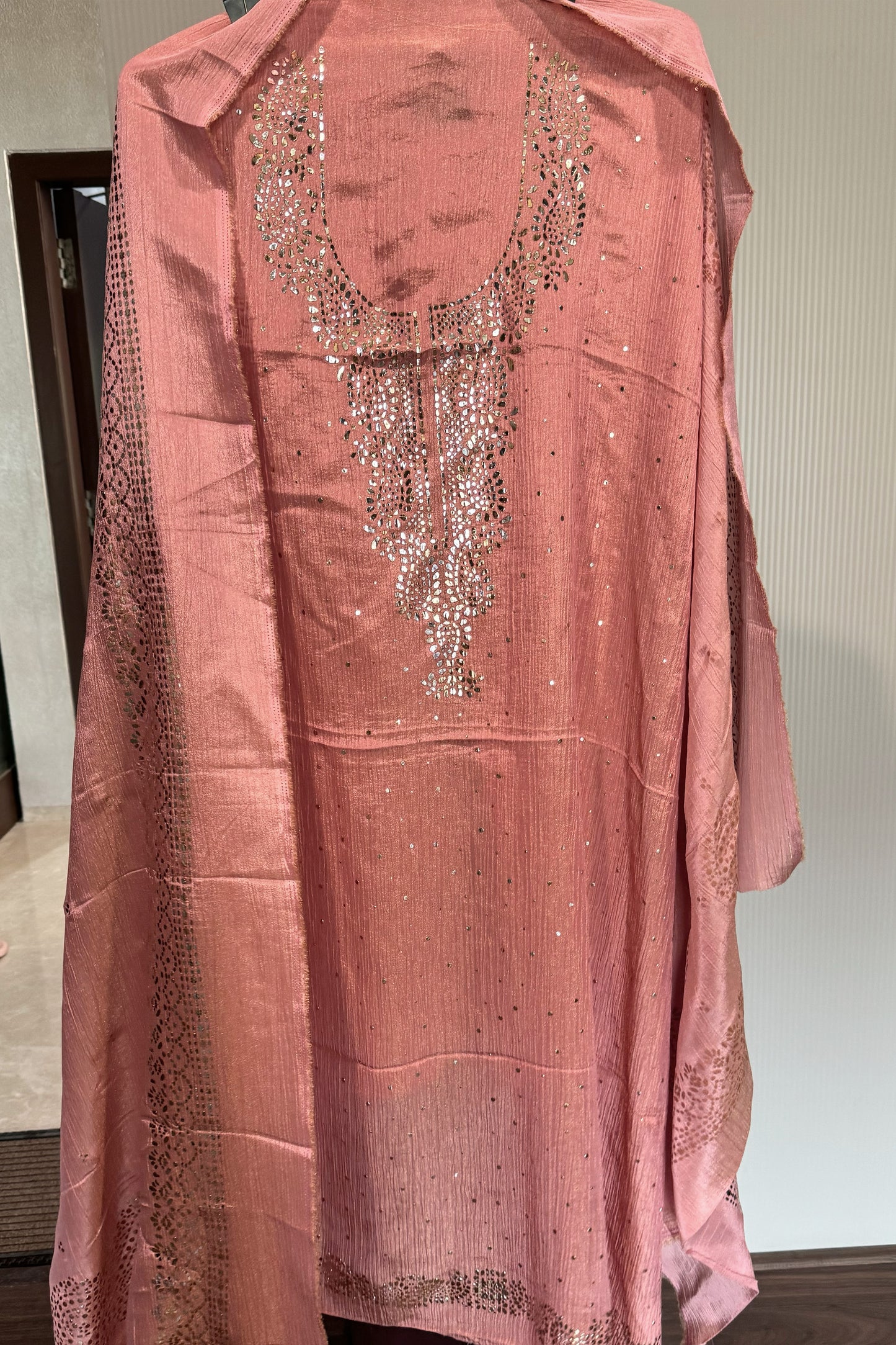 Pure Crushed Tissue Pitha Work Unstitched Suit Set