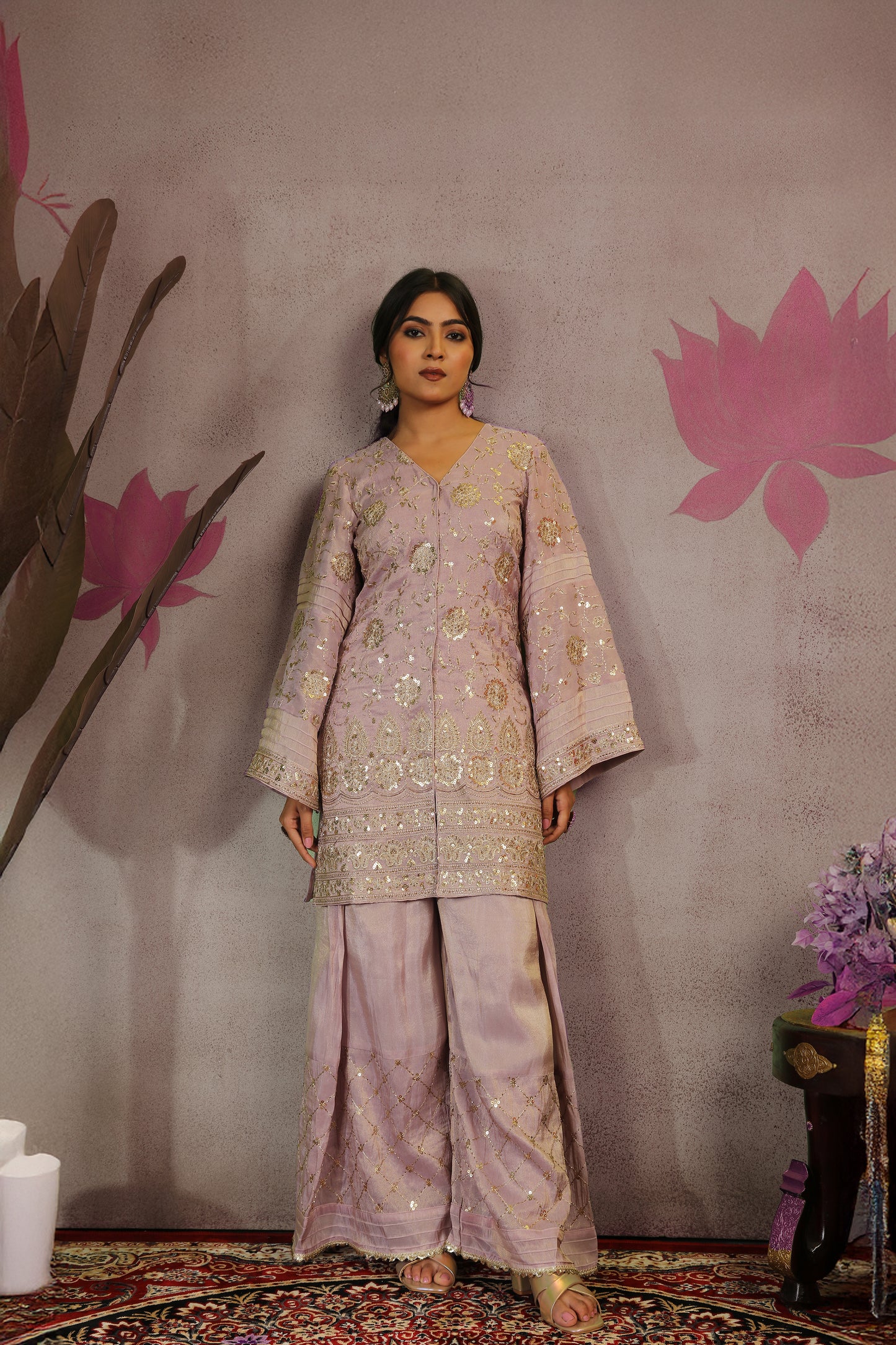 Zari Embroidered Tissue Jacket and Pallazo