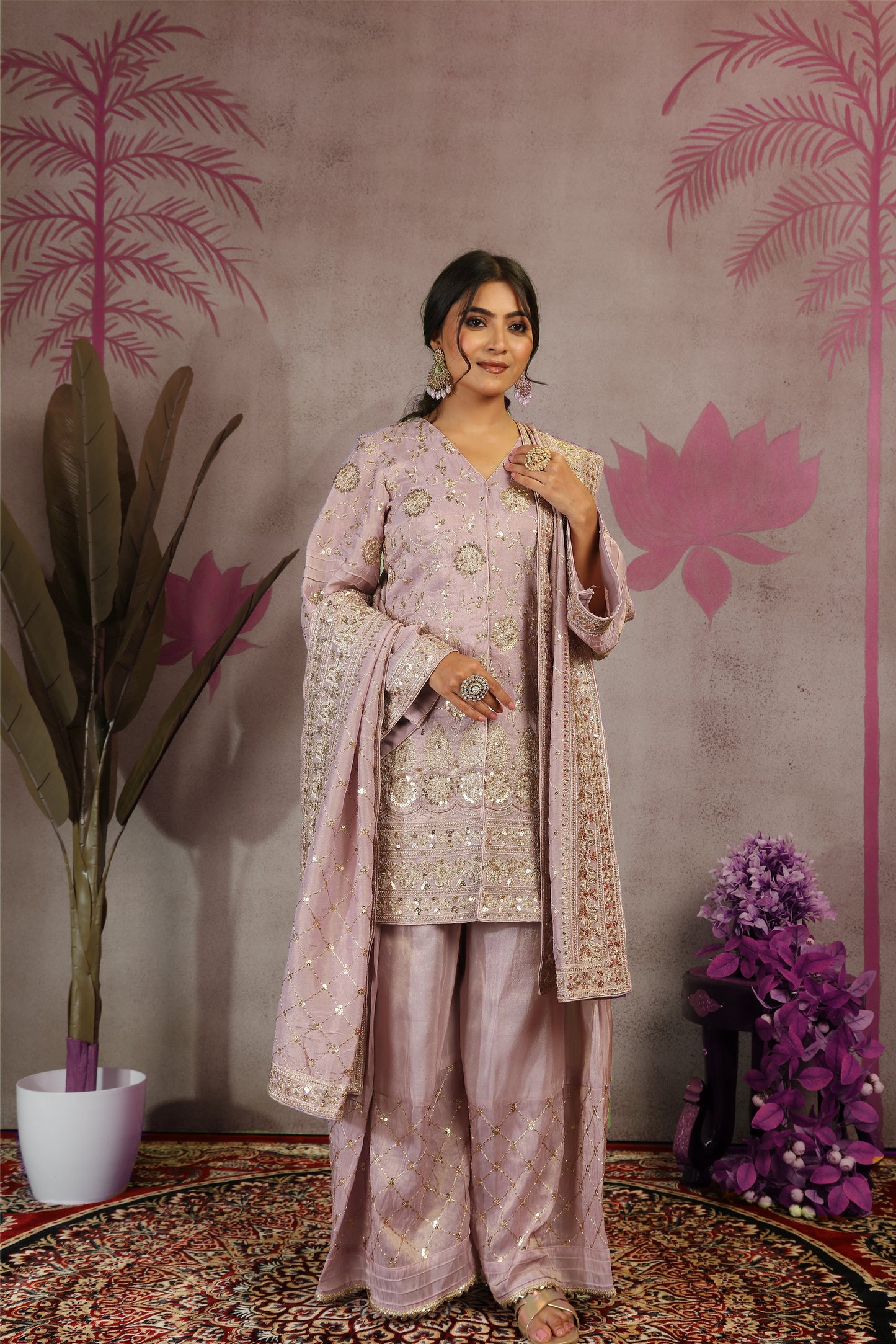 Zari Embroidered Allover and Four Side Border Tissue Dupatta