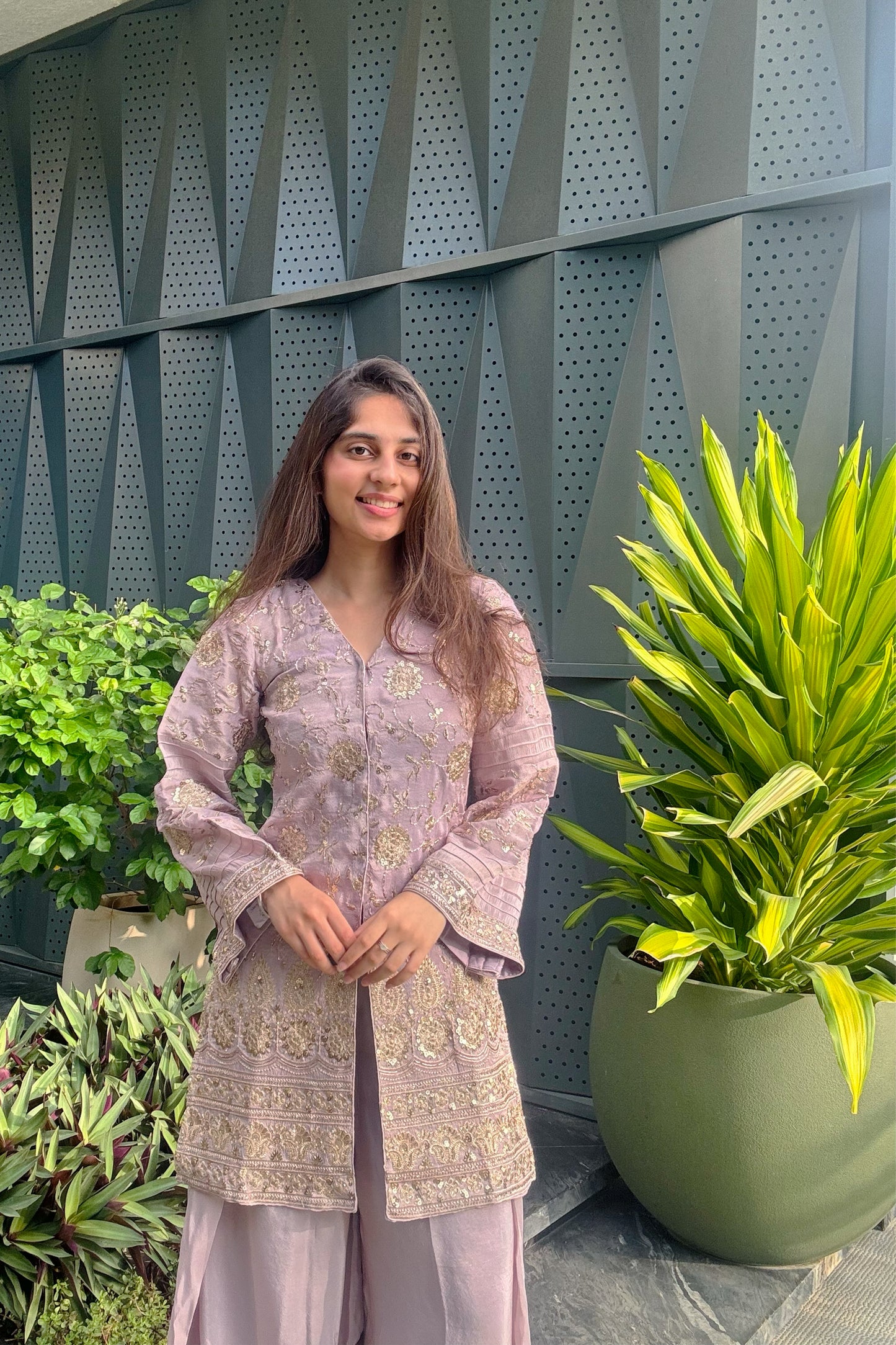 Zari Embroidered Tissue Jacket and Pallazo