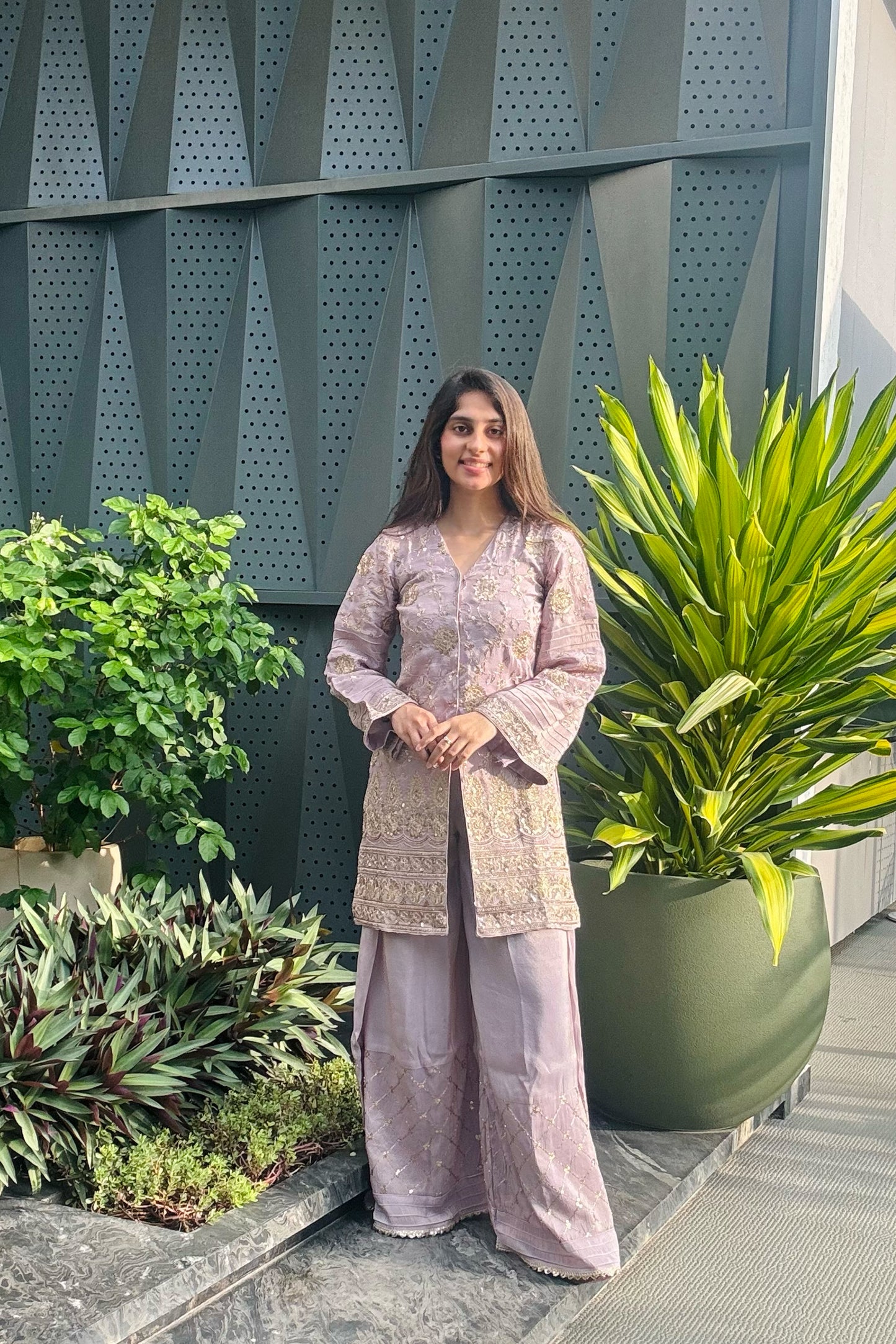 Zari Embroidered Tissue Jacket and Pallazo