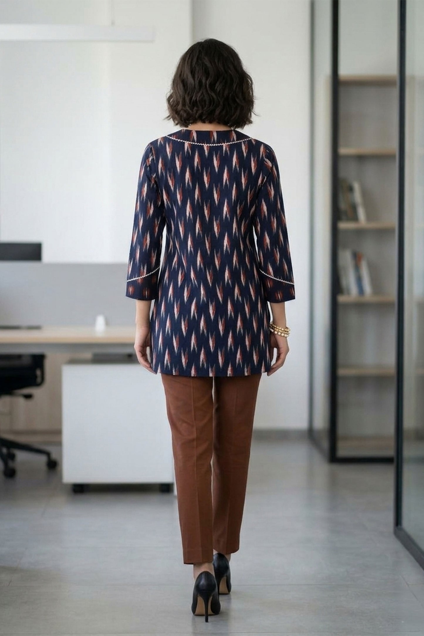 Navy Ikat Print Kurti