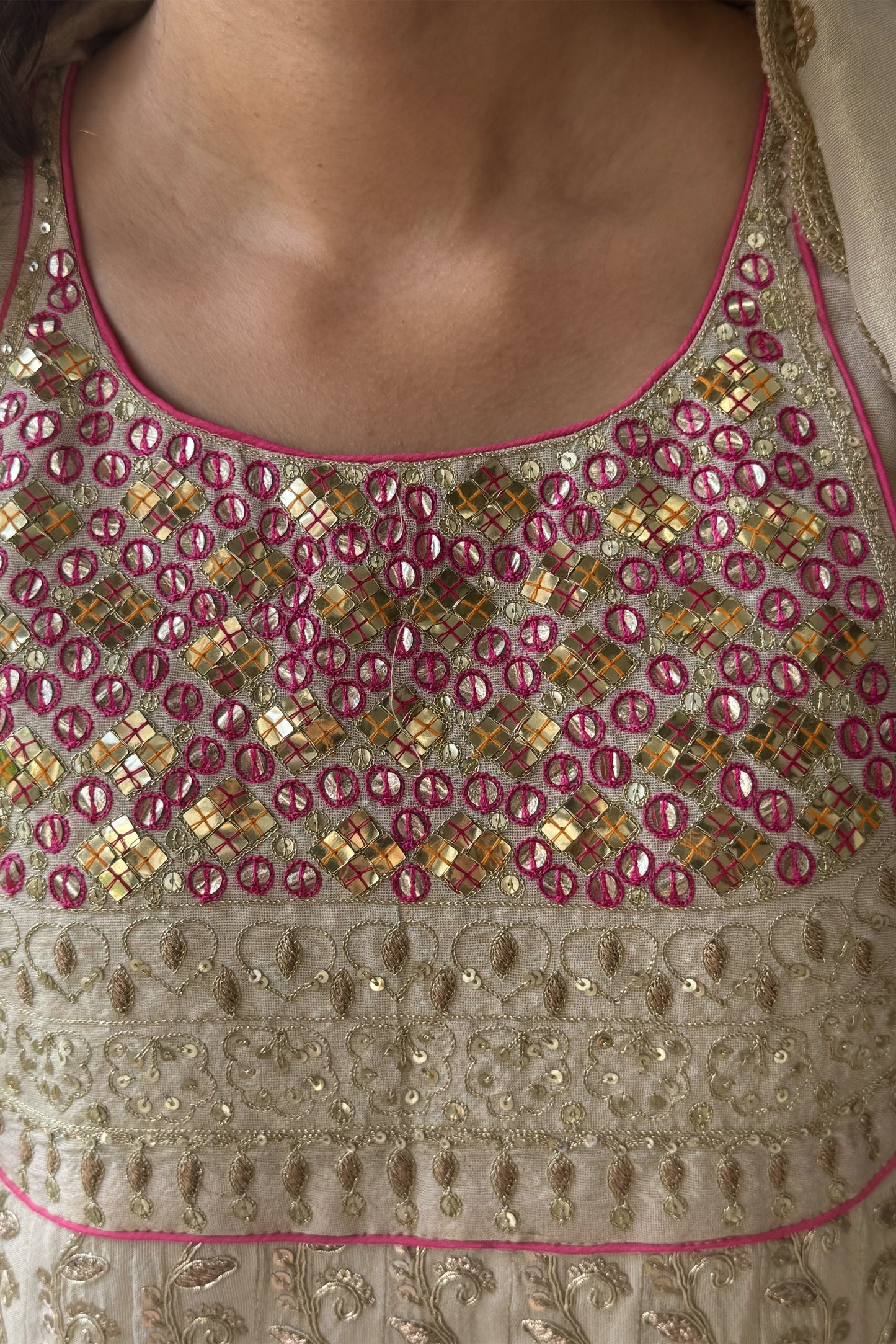 Pichwai Anarkali Khadi Tissue Suit