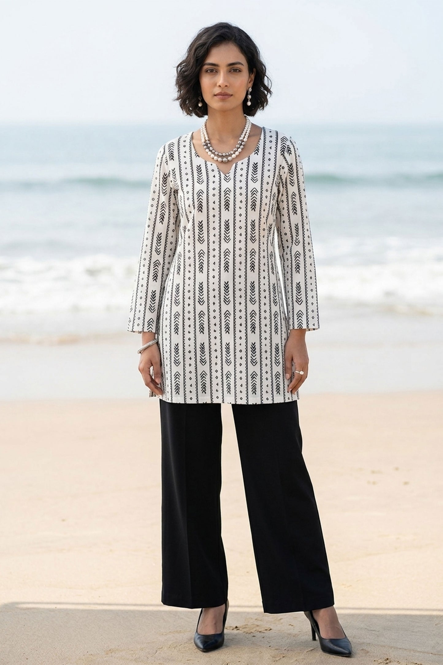 Black & White Geometric Kurti