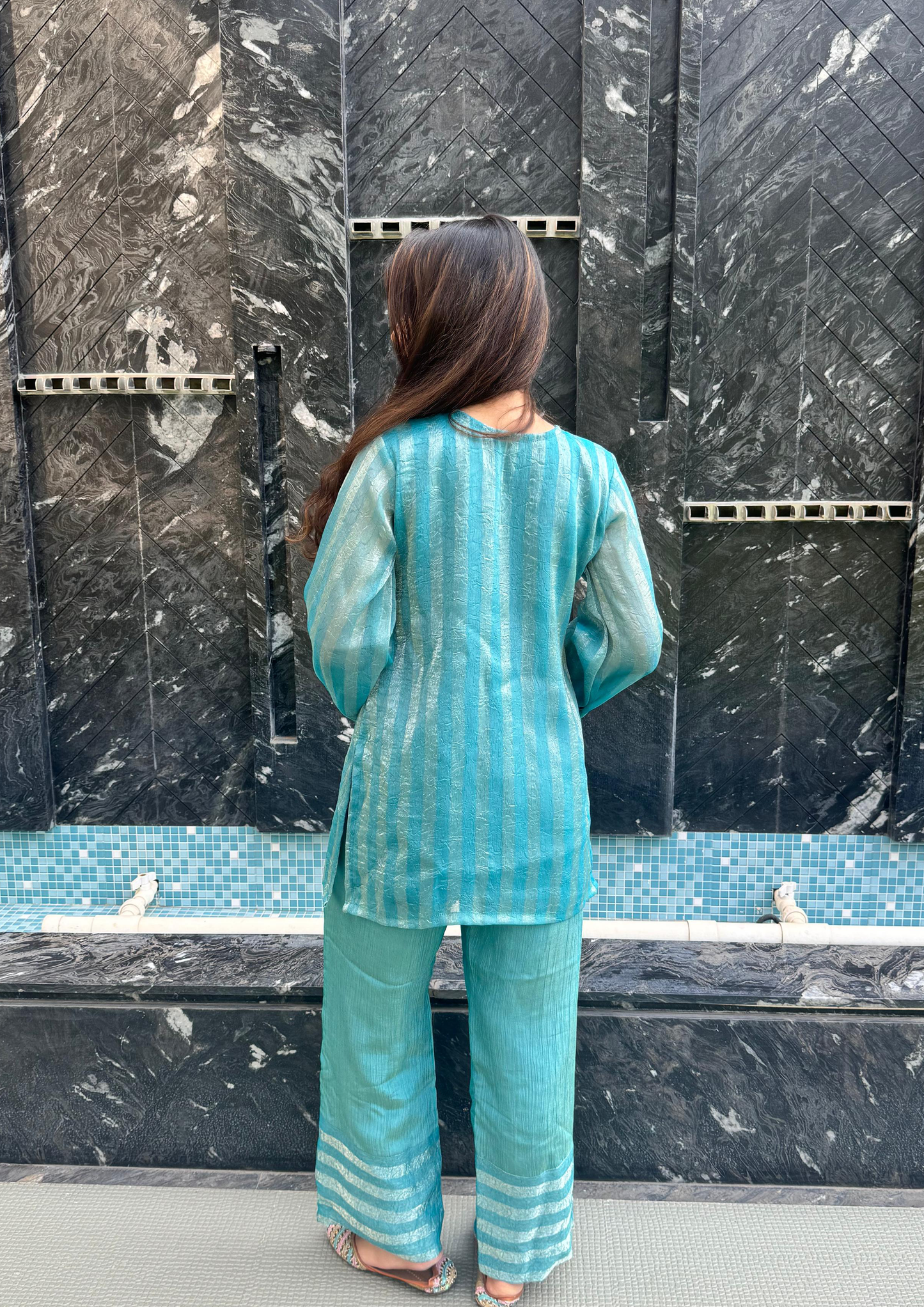 Jacquard Tissue Mirror Work Coord Set