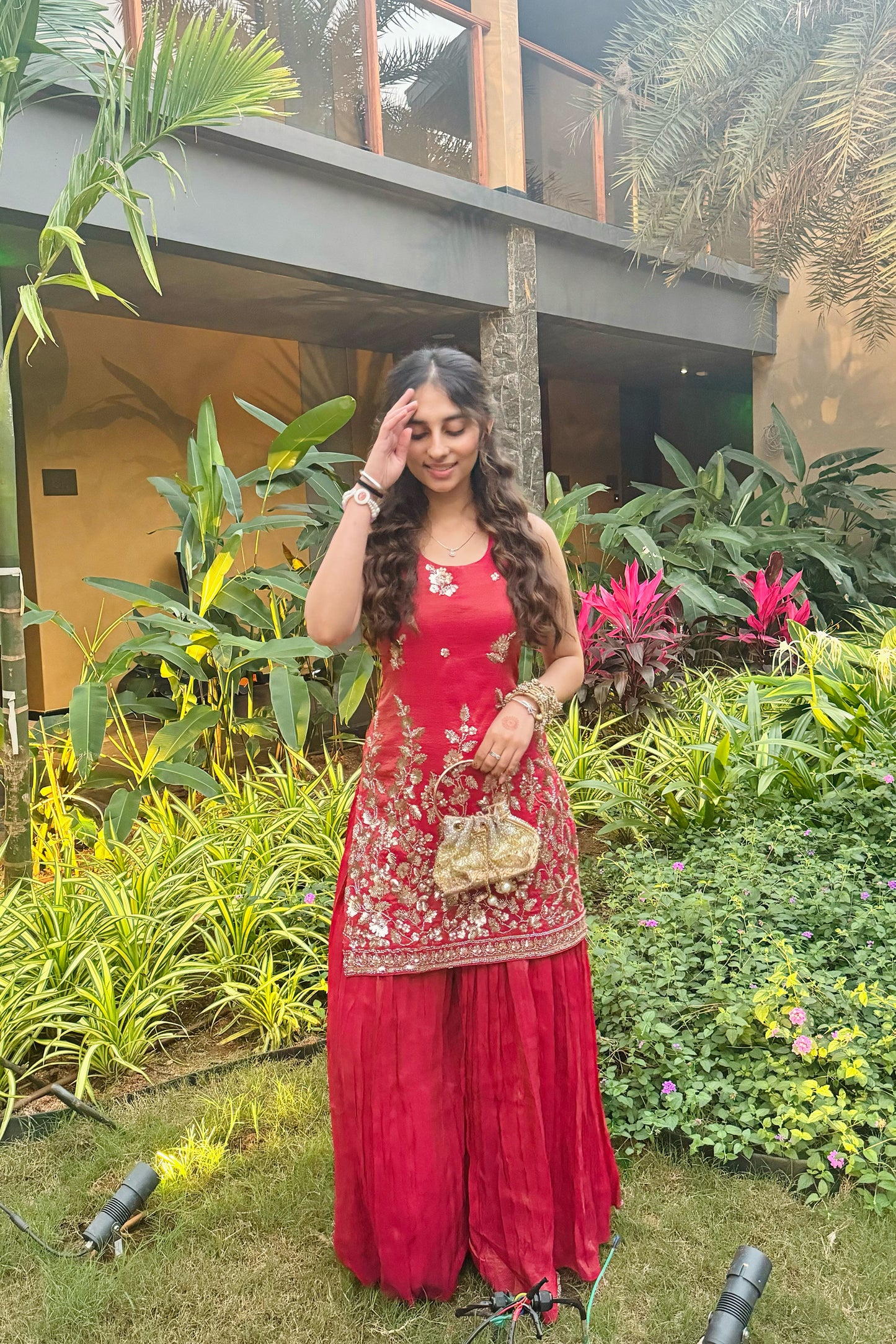 Embroidered Tissue Sharara Set