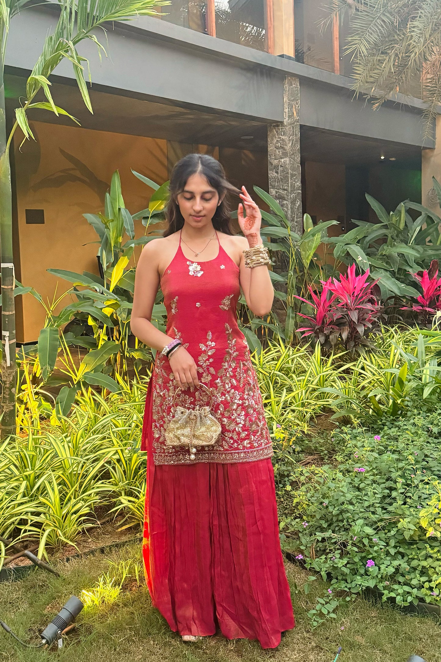 Embroidered Tissue Sharara Set