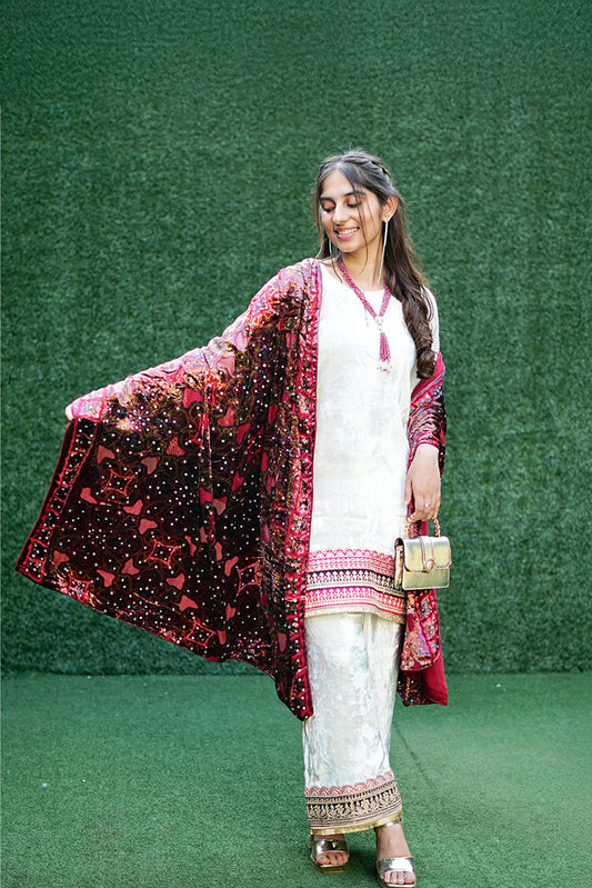 Velvet Brasso Mirror Work Dupatta