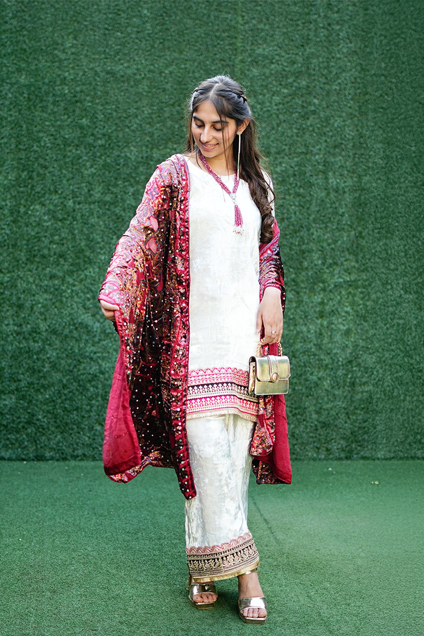 Velvet Brasso Mirror Work Dupatta