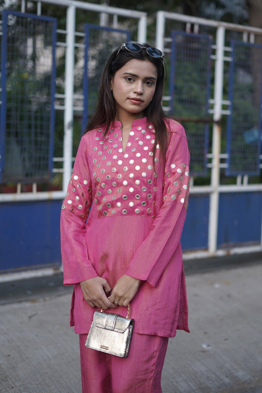 Pink Crushed Tissue Coord Set