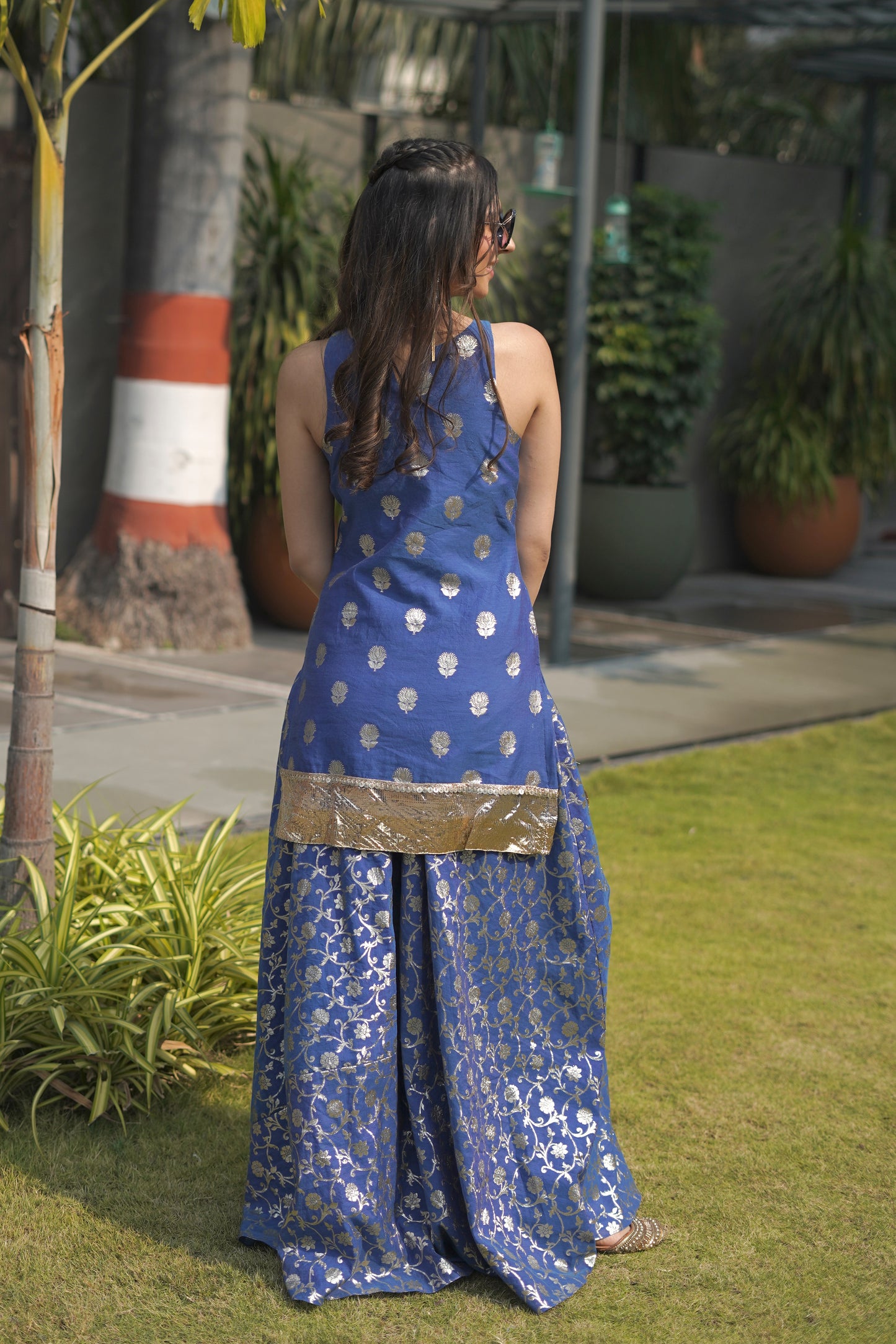 Royal Blue Chanderi Suit Set
