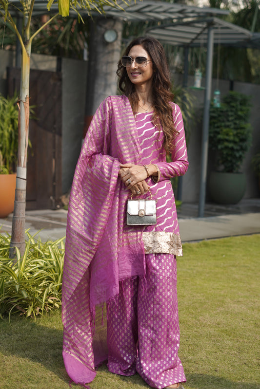 Leheriya Chanderi Suit Set