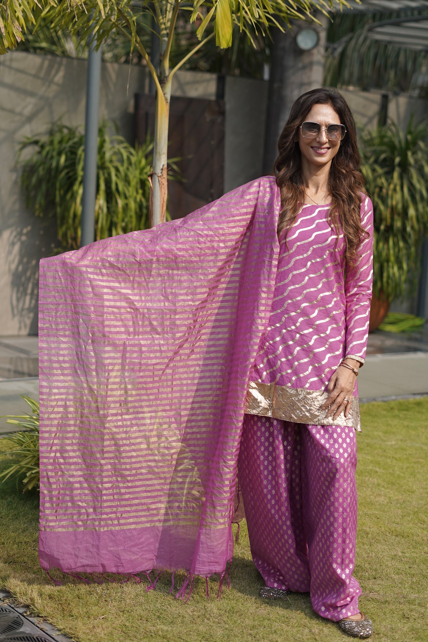 Leheriya Chanderi Suit Set