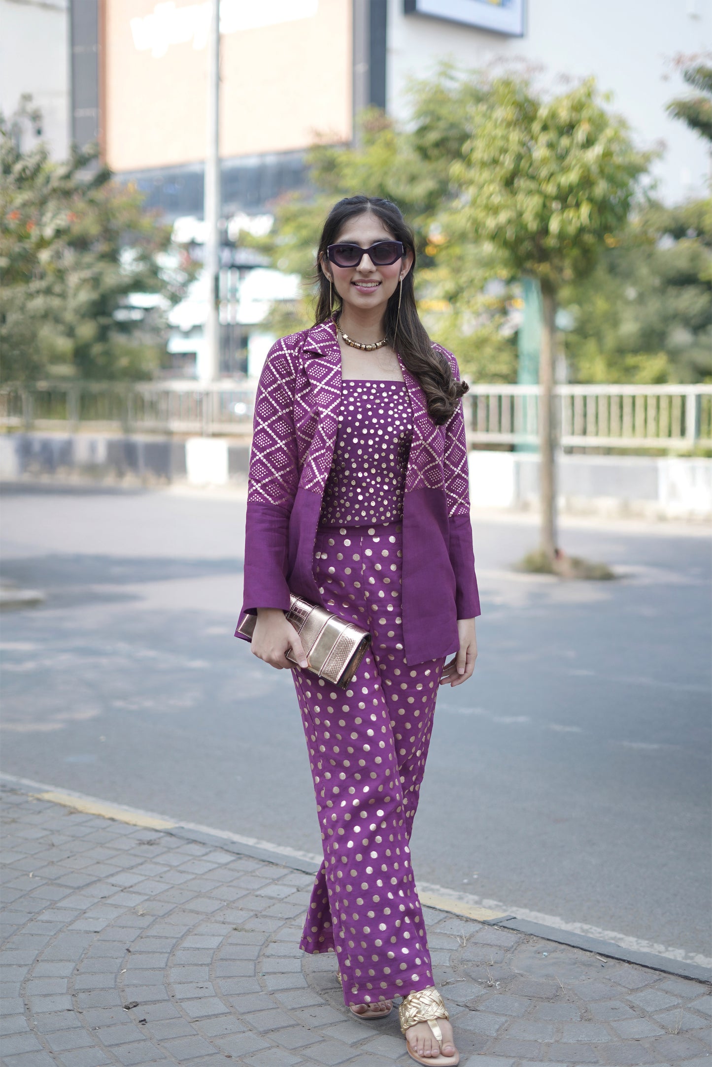 Chanderi 3 Piece Blazer Set