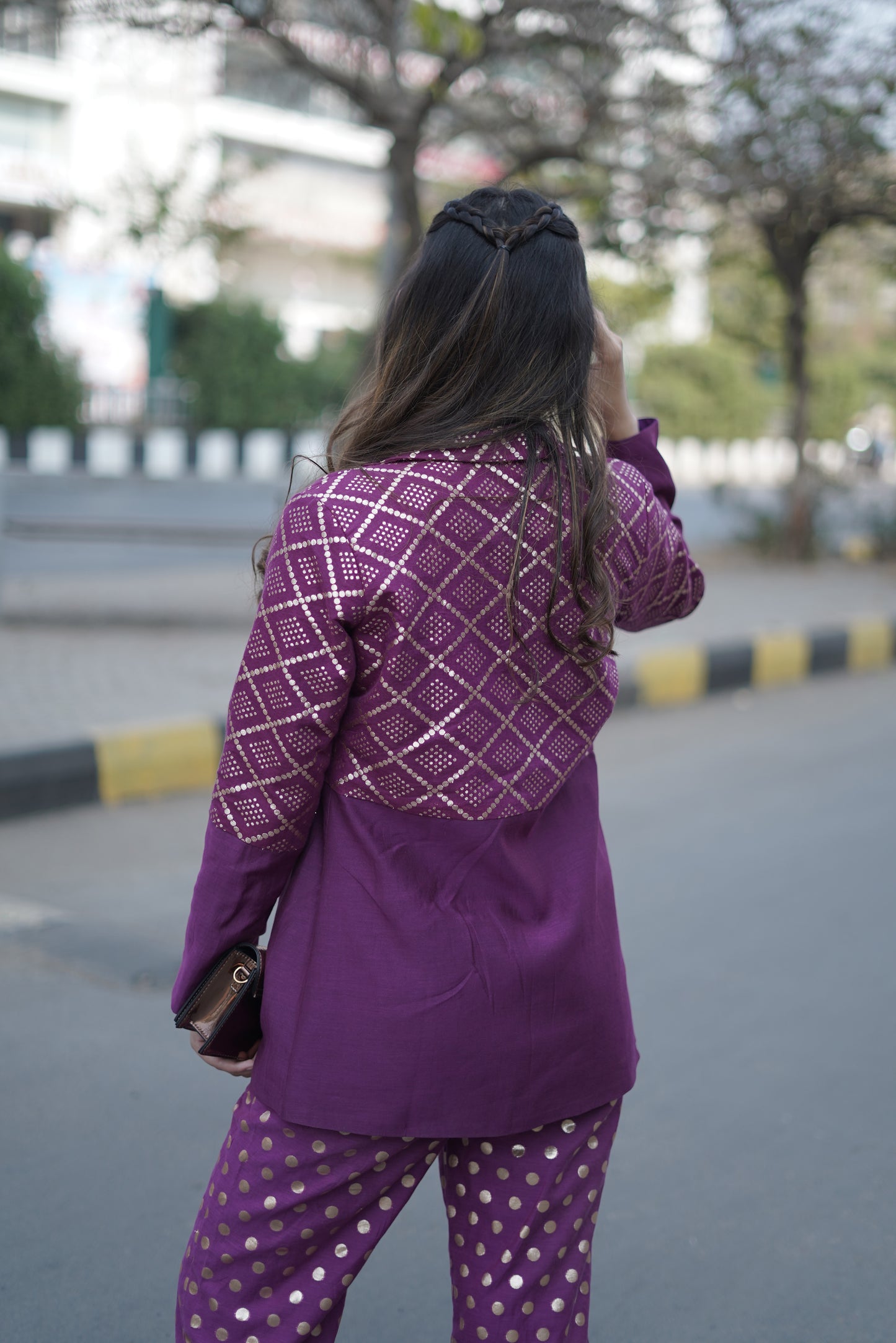 Chanderi 3 Piece Blazer Set