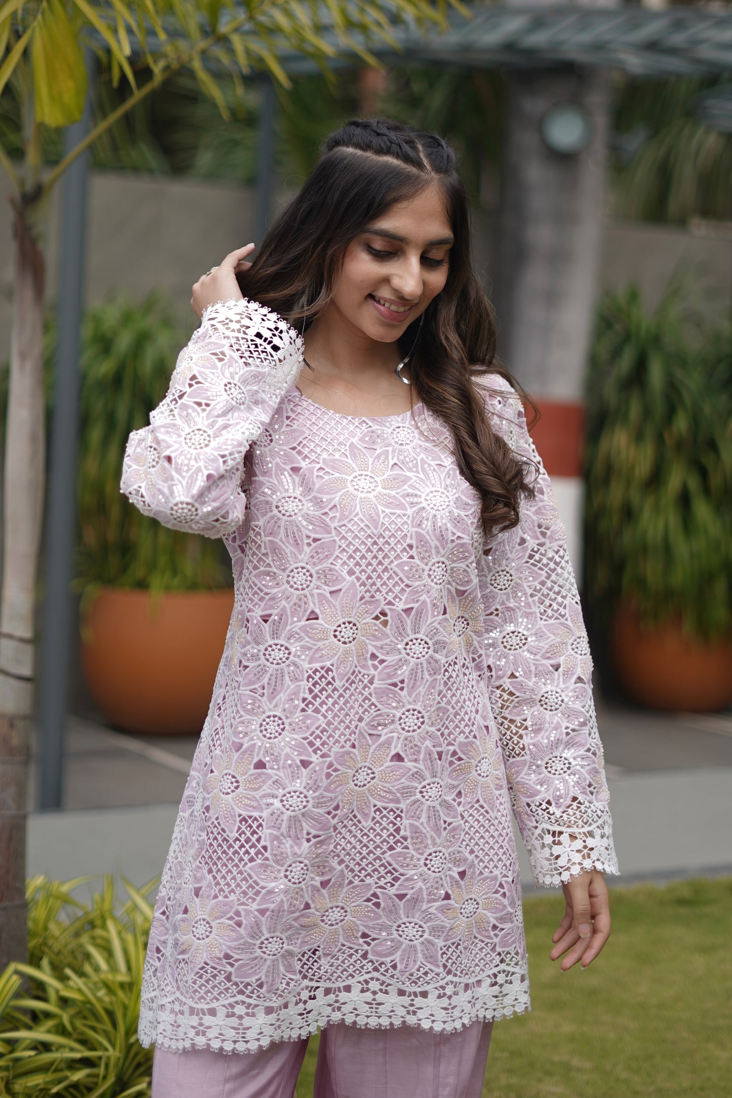 Floral Cutwork Full Sleeved Coord Set
