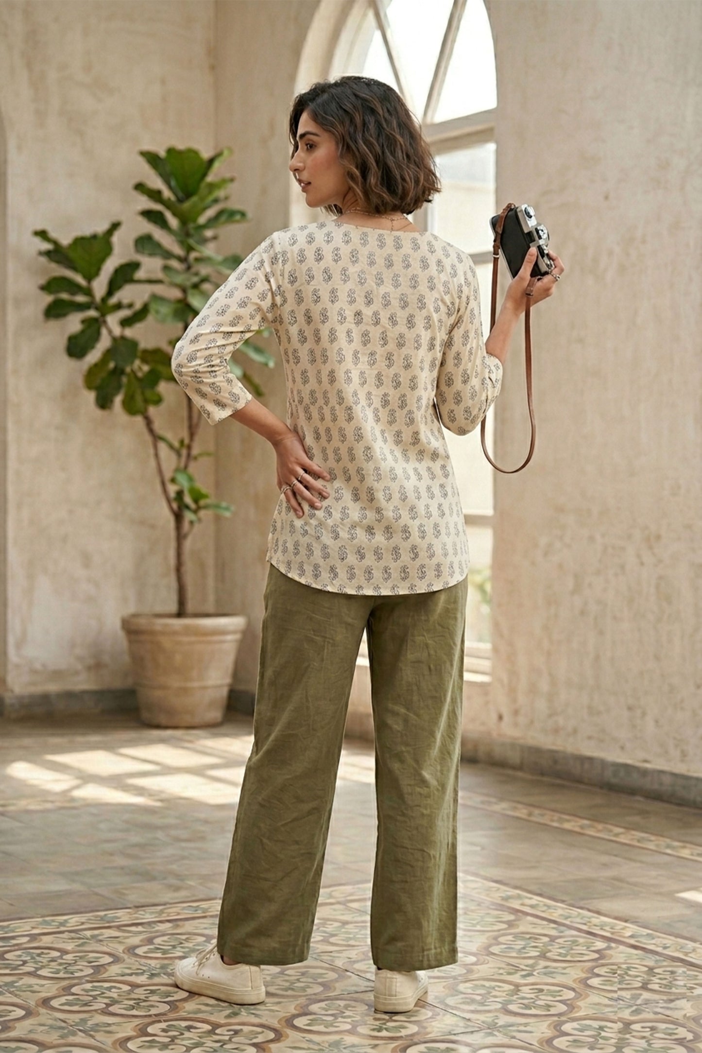 Ivory Cotton Printed Kurti