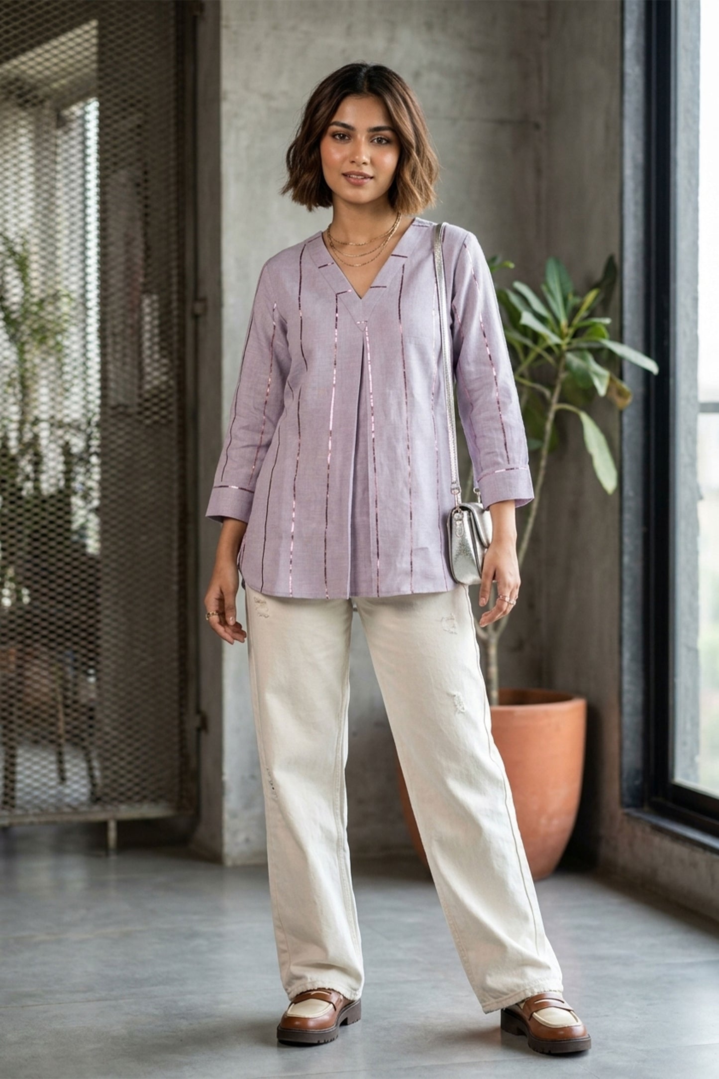 Lavender Linen Kurti