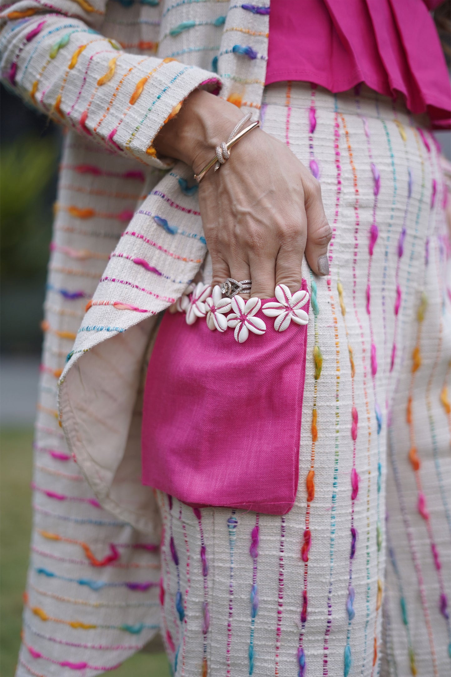 Multicolor Threadwork on Jute- 2 Piece Set