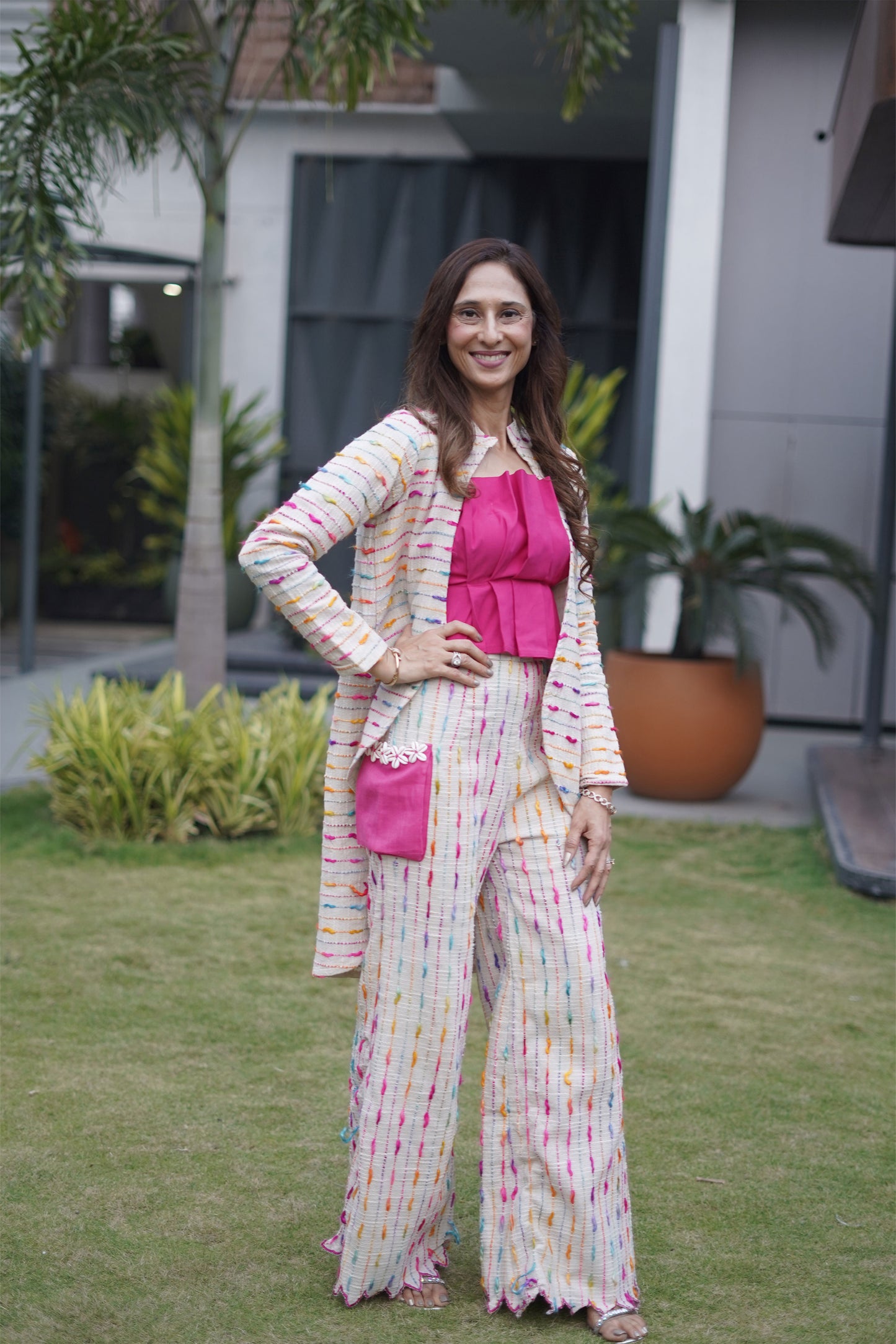 Multicolor Threadwork on Jute- 2 Piece Set