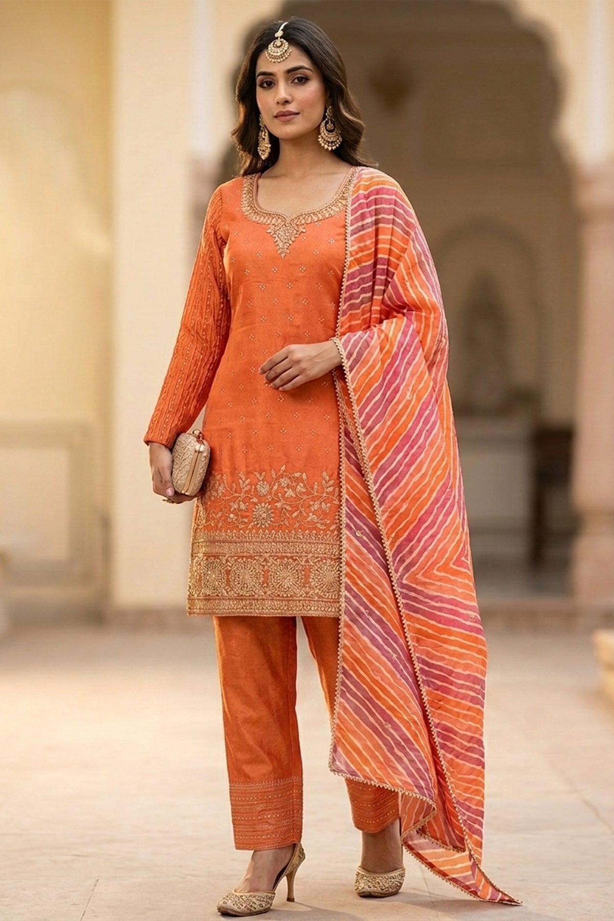 Orange Tissue Suit Set